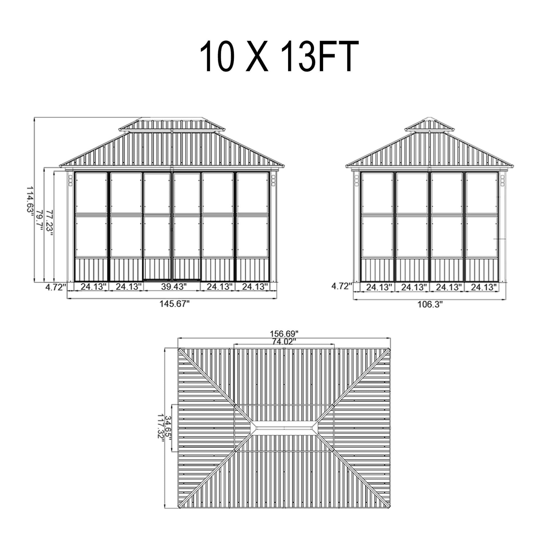 Prestige Premium Hardtop Double Top Outdoor Patio Solarium Sunroom (SAK43078)