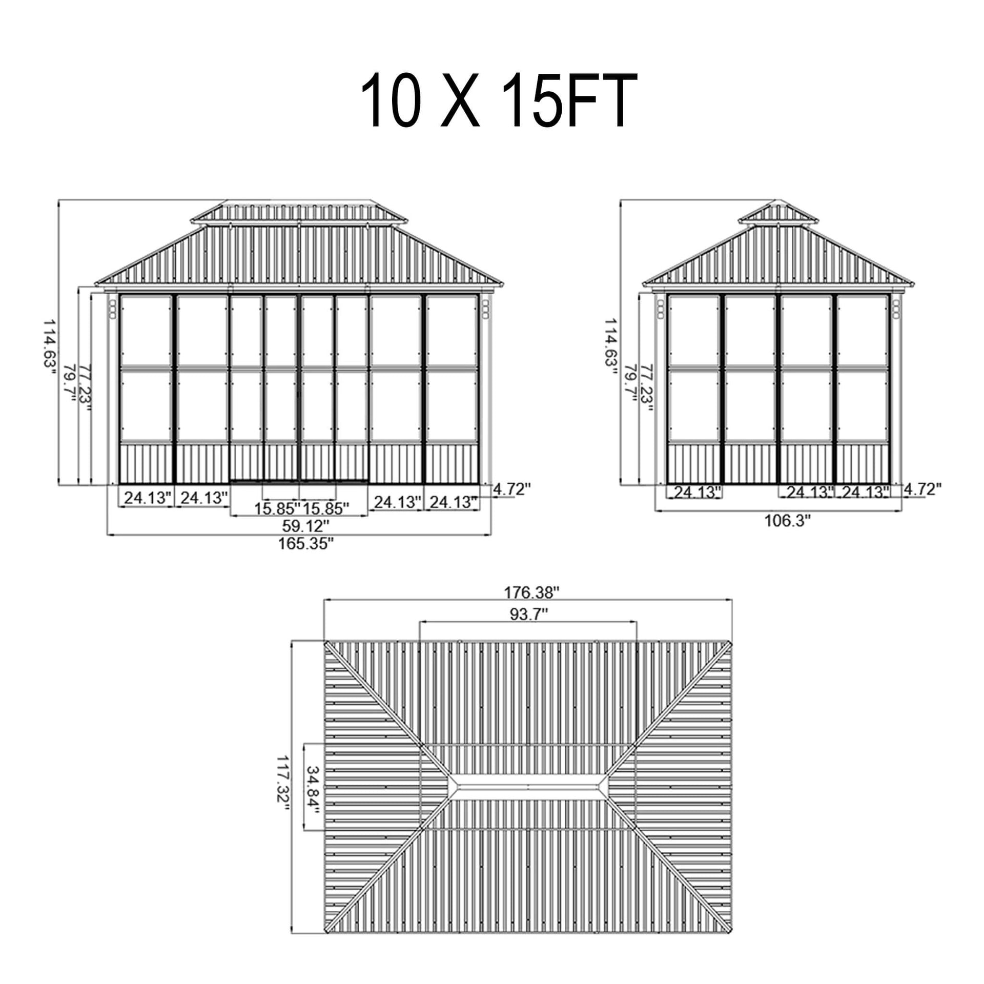 Prestige Premium Hardtop Double Top Outdoor Patio Solarium Sunroom (SAK43078)