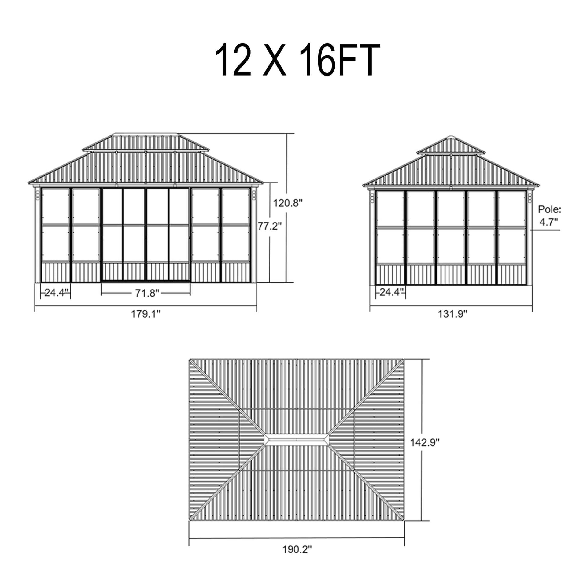 Prestige Premium Hardtop Double Top Outdoor Patio Solarium Sunroom (SAK43078)