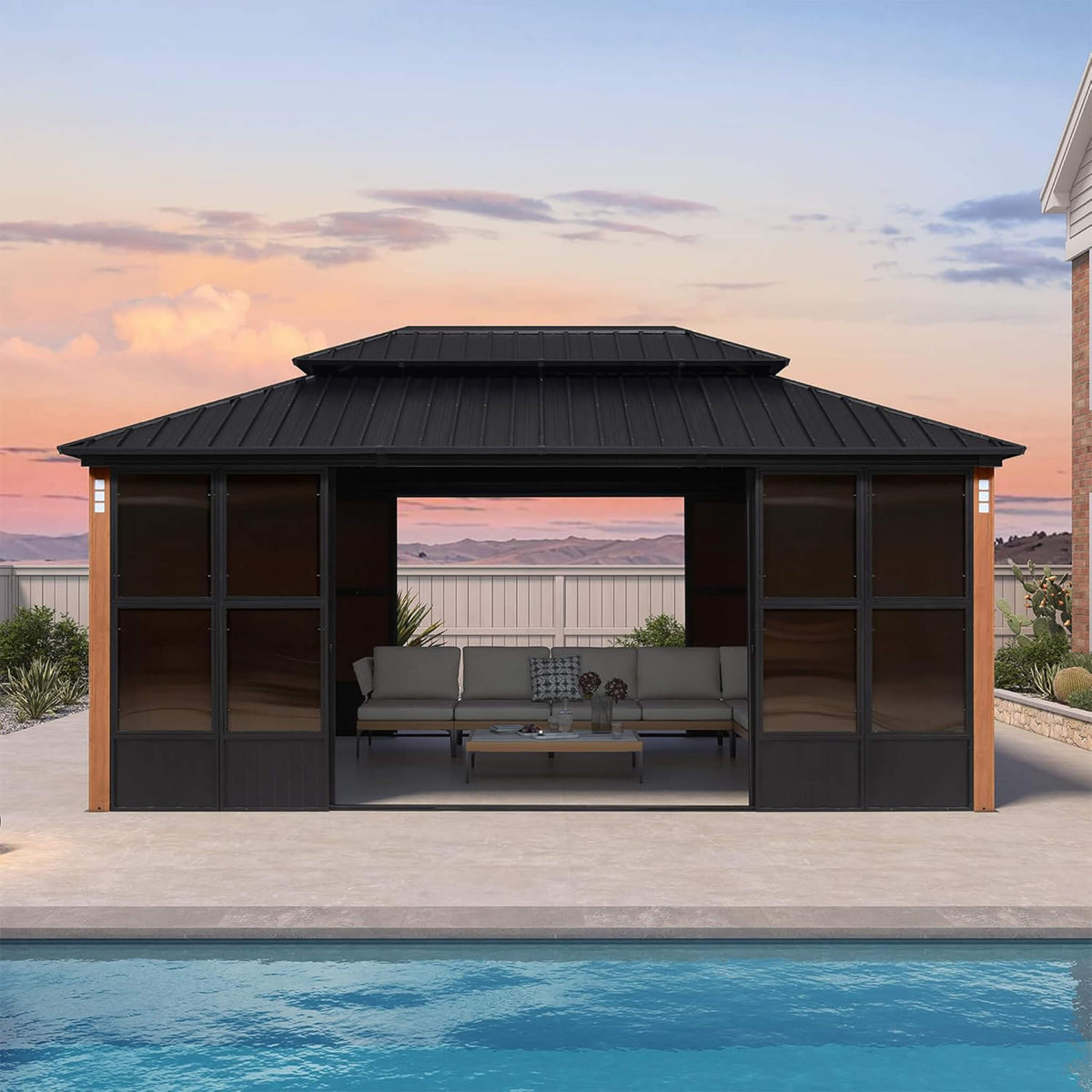 Prestige Premium Hardtop Double Top Outdoor Patio Solarium Sunroom (SAK43078)
