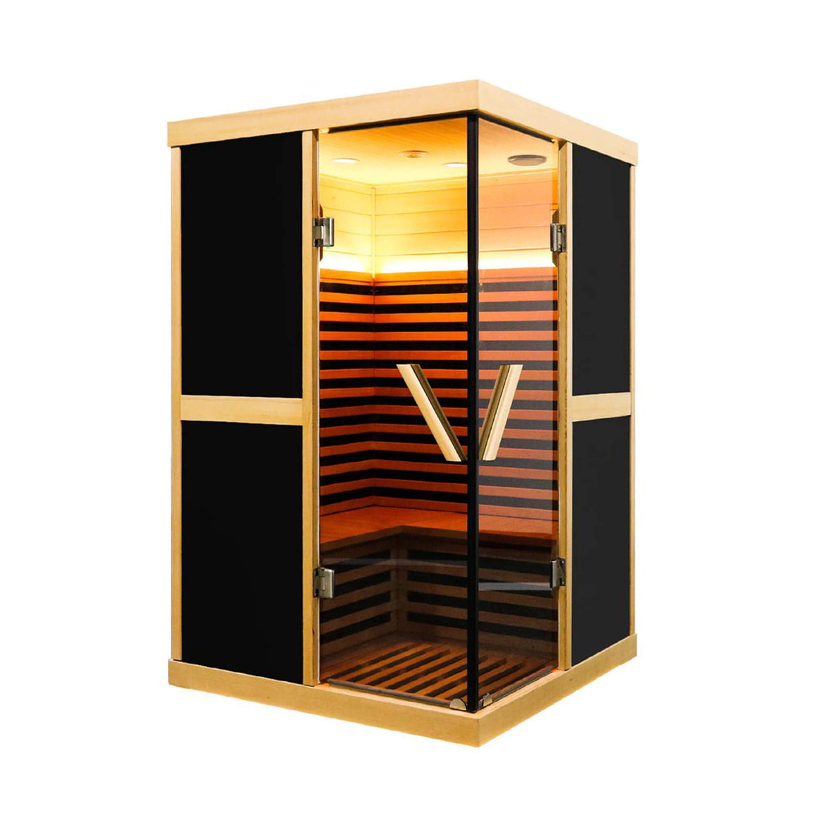 Helix Premium Large 2-Person V-Shaped FAR Infrared Sauna Room With Double Glass Doors, 1980W (SAK96413)