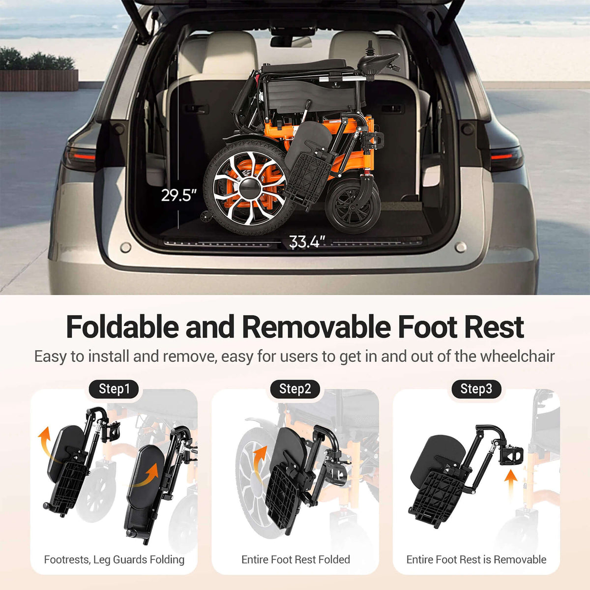 Premium Lightweight Electric Full Reclining Motorized Foldable Wheelchair (SAK91516)