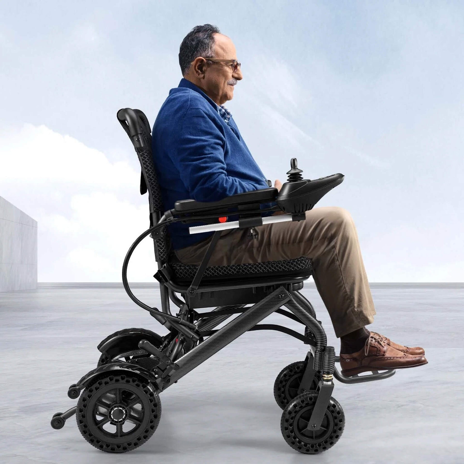Pride Premium Lightweight Foldable All-Terrain Electric Wheelchair, 300LBS [FDA & Airline Approved] (SAK18673)