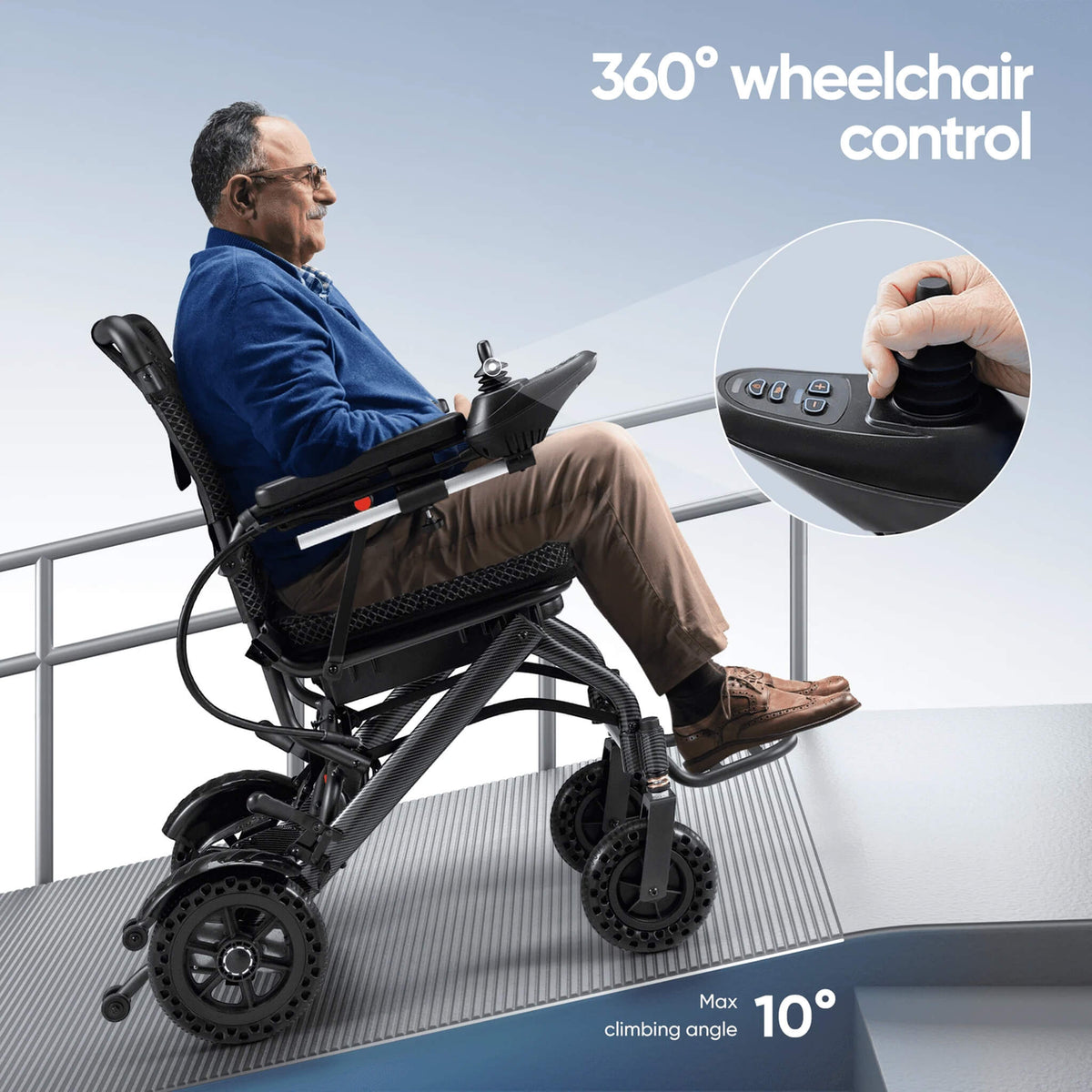 Pride Premium Lightweight Foldable All-Terrain Electric Wheelchair, 300LBS [FDA & Airline Approved] (SAK18673)