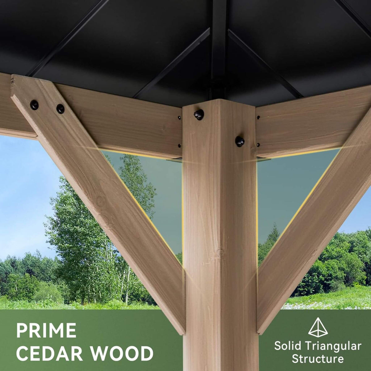 Premium Outdoor Cedar Wood Galvanized Steel Hardtop Gazebo (SAK23907)