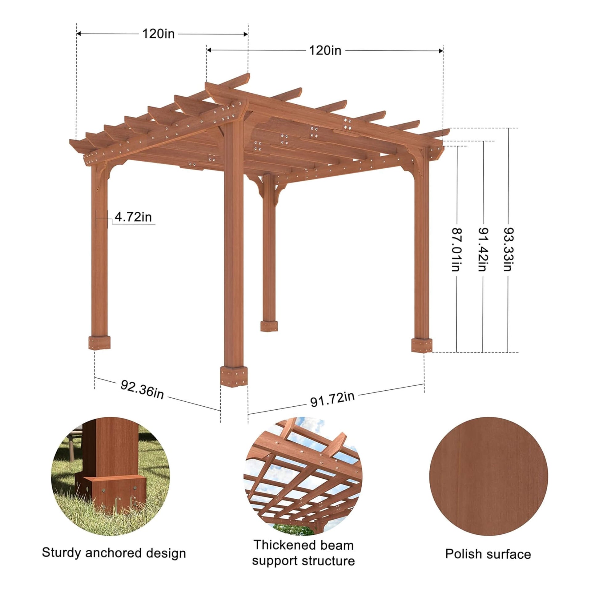 Premium Outdoor Cedar Wood Pergola With Slatted Roof (SAK87024)