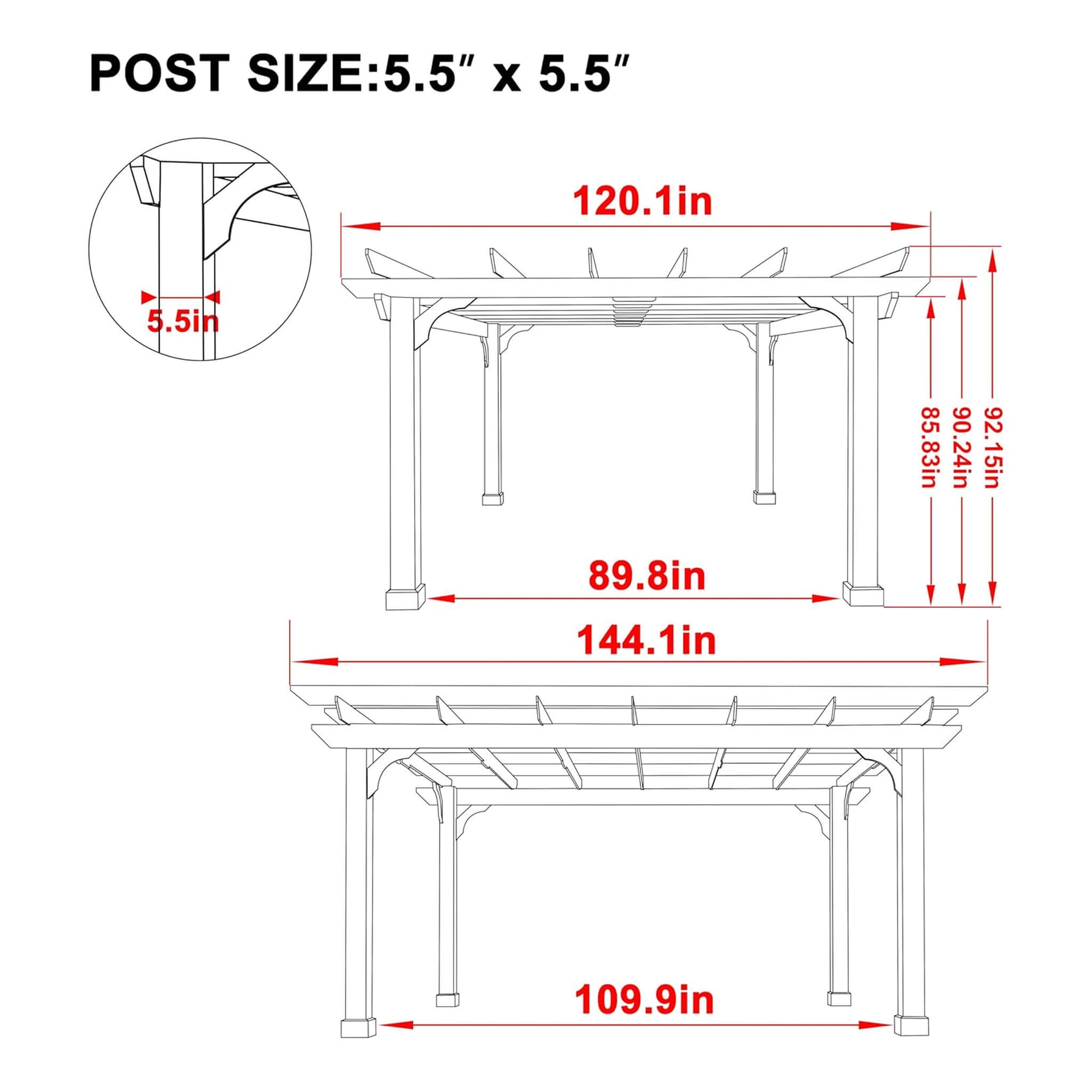 Premium Outdoor Cedar Wood Pergola With Slatted Roof (SAK87024)
