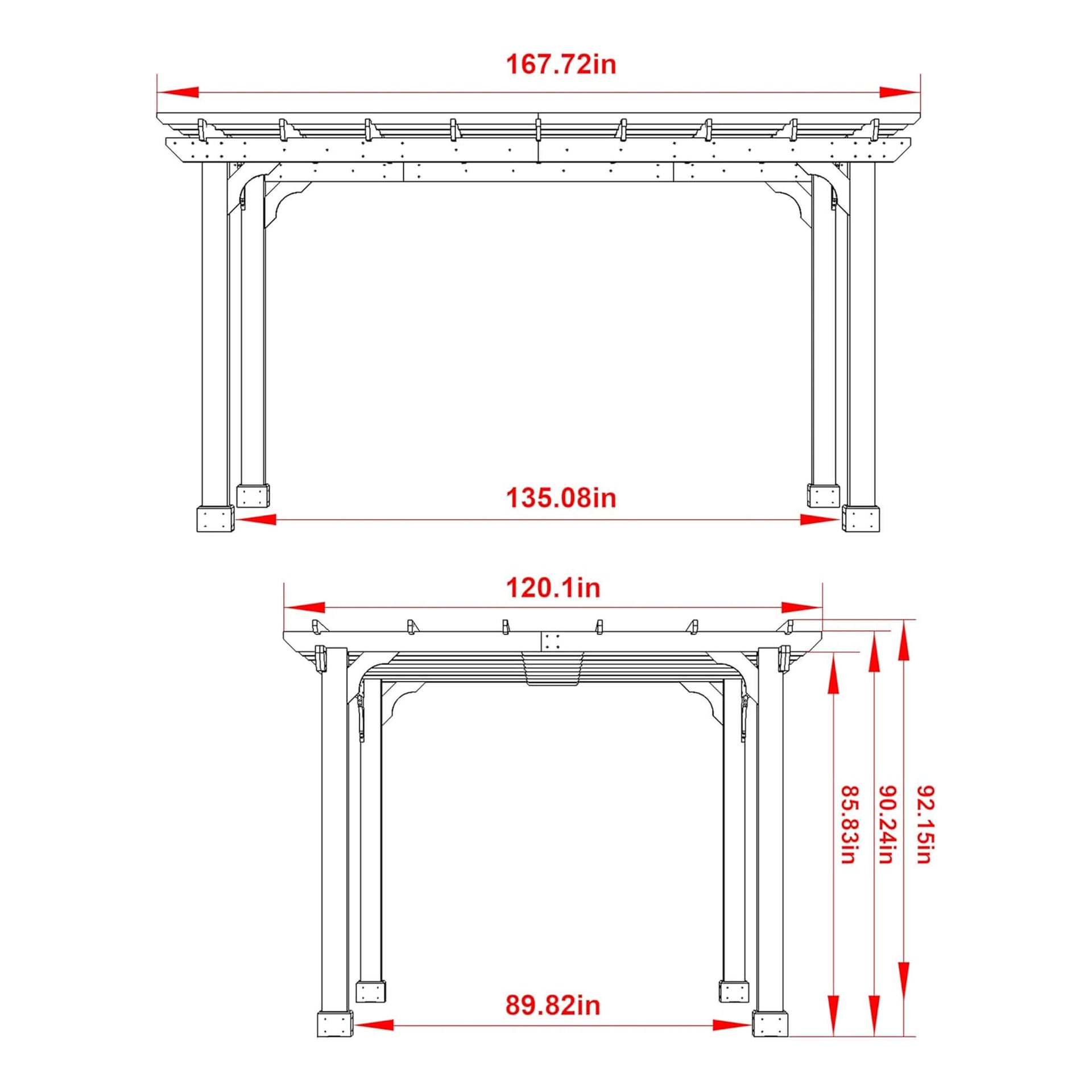 Premium Outdoor Cedar Wood Pergola With Slatted Roof (SAK87024)