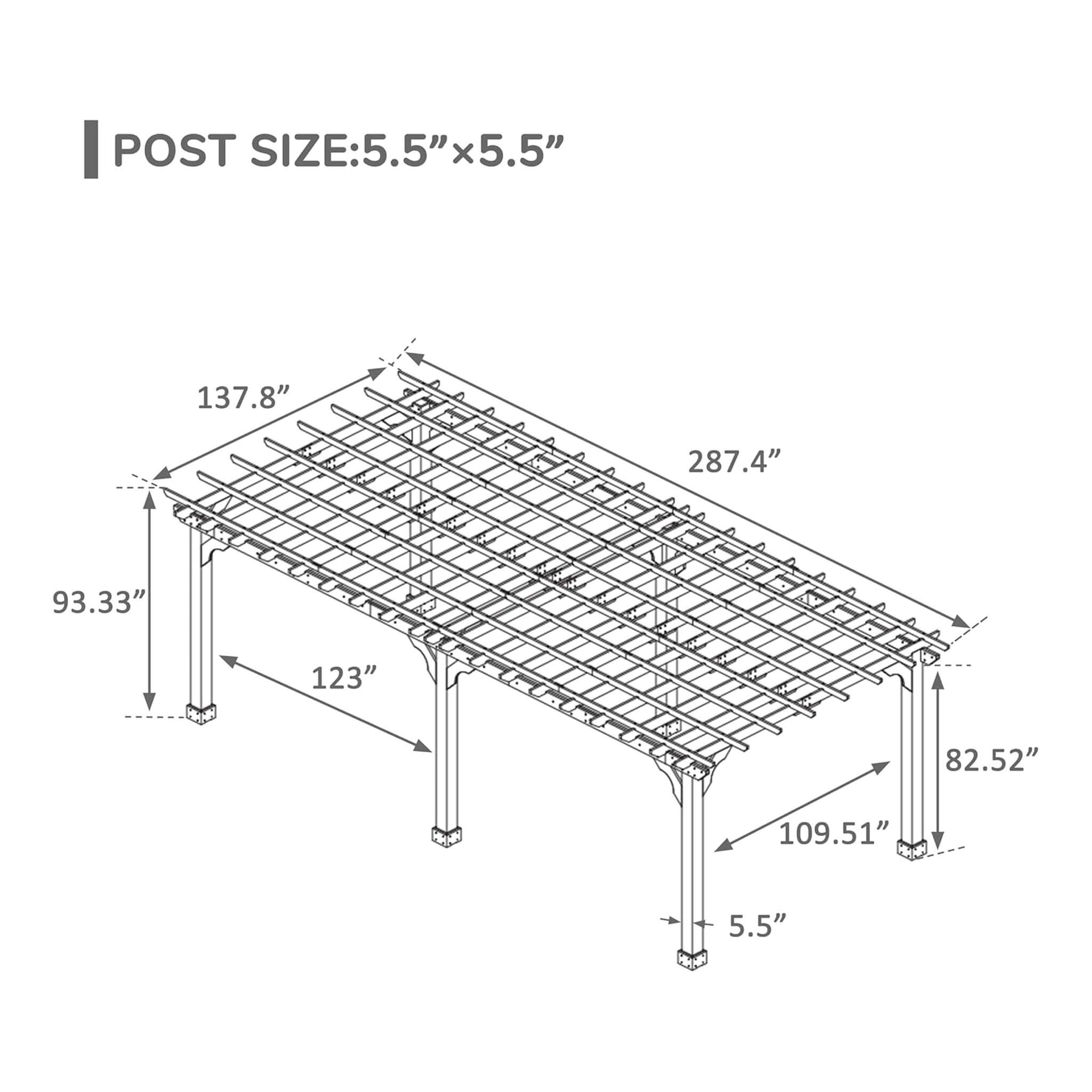 Premium Outdoor Cedar Wood Pergola With Slatted Roof (SAK87024)