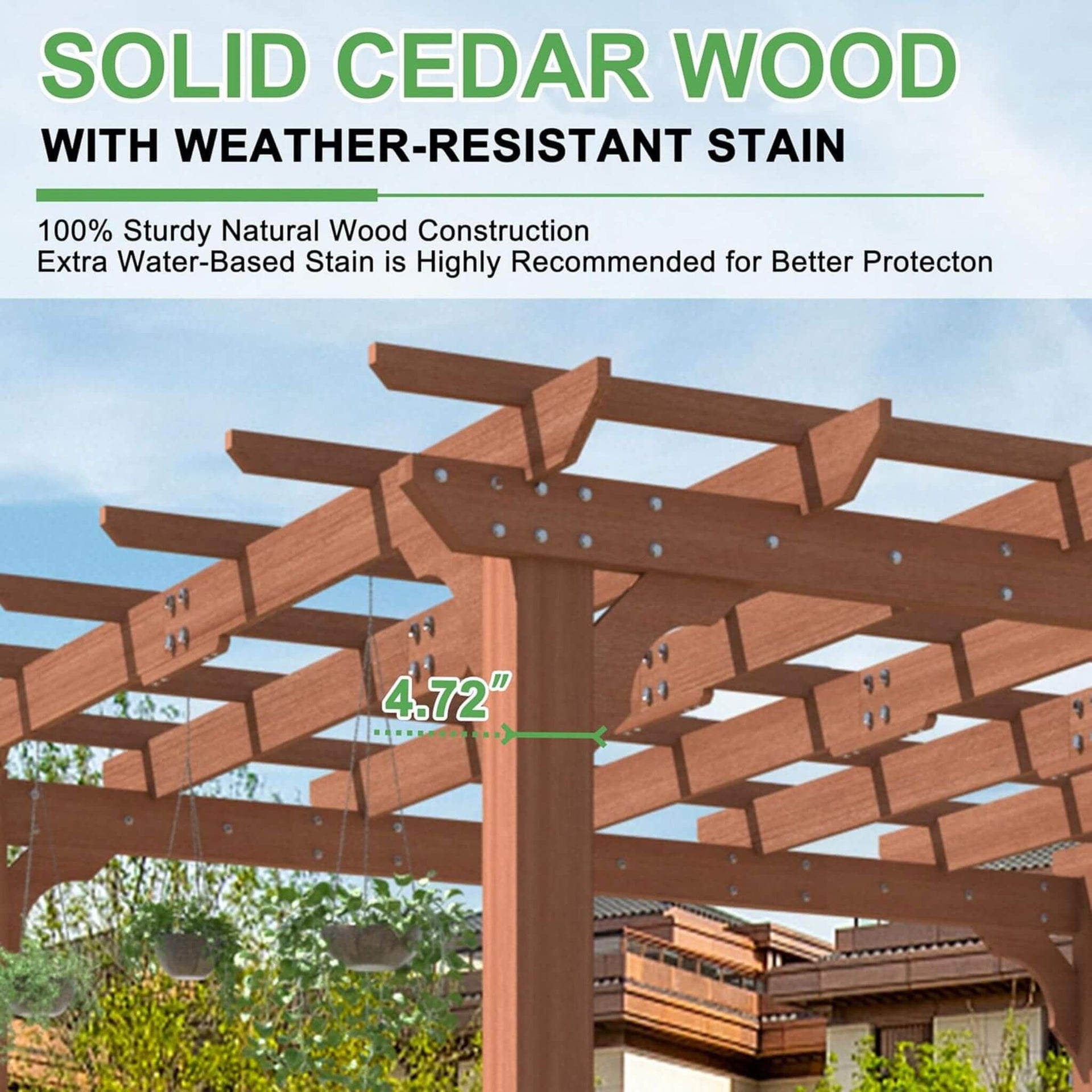 Premium Outdoor Cedar Wood Pergola With Slatted Roof (SAK87024)