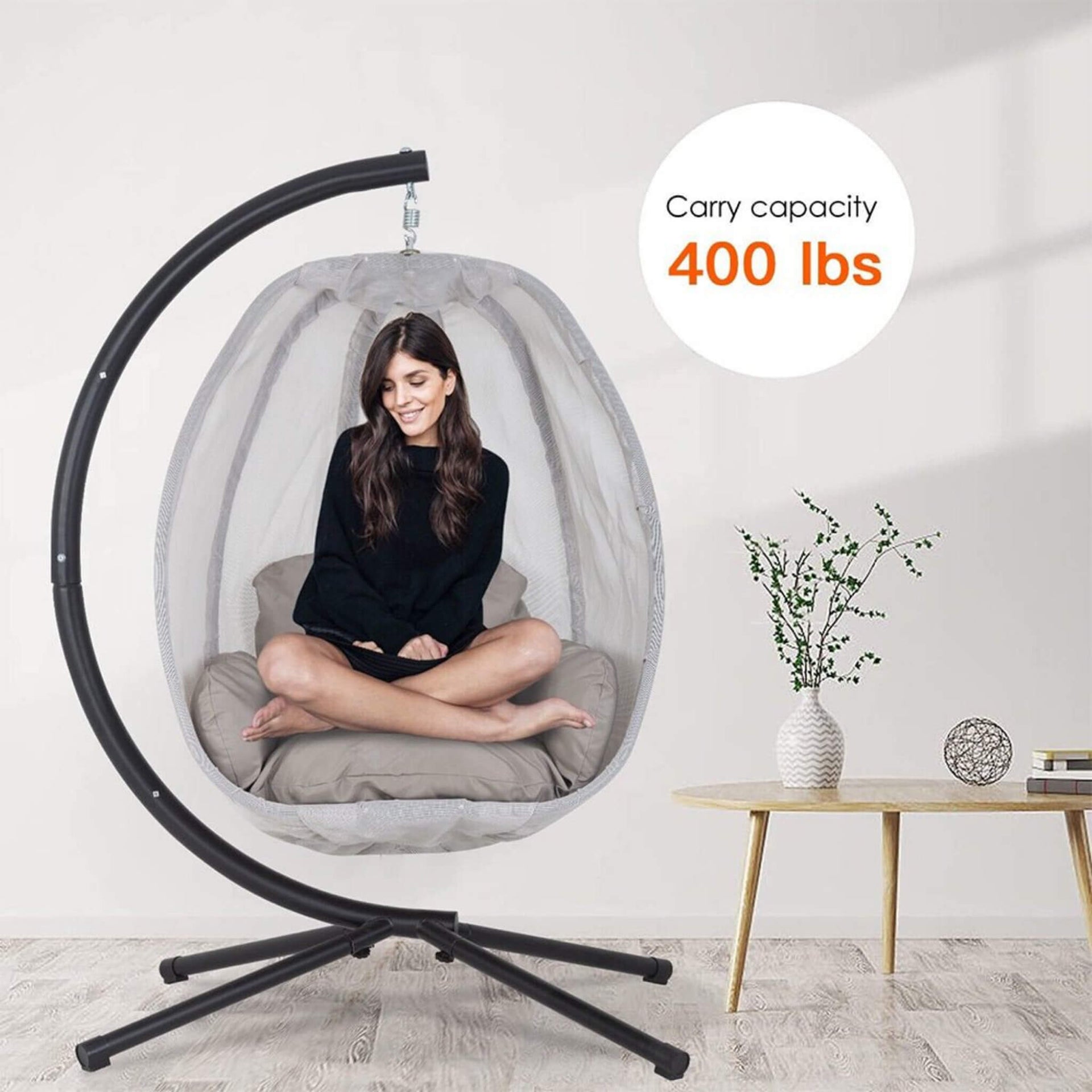 Premium 70-Inch Outdoor Hammock Egg Swing Chair With Stand (SAK42317)