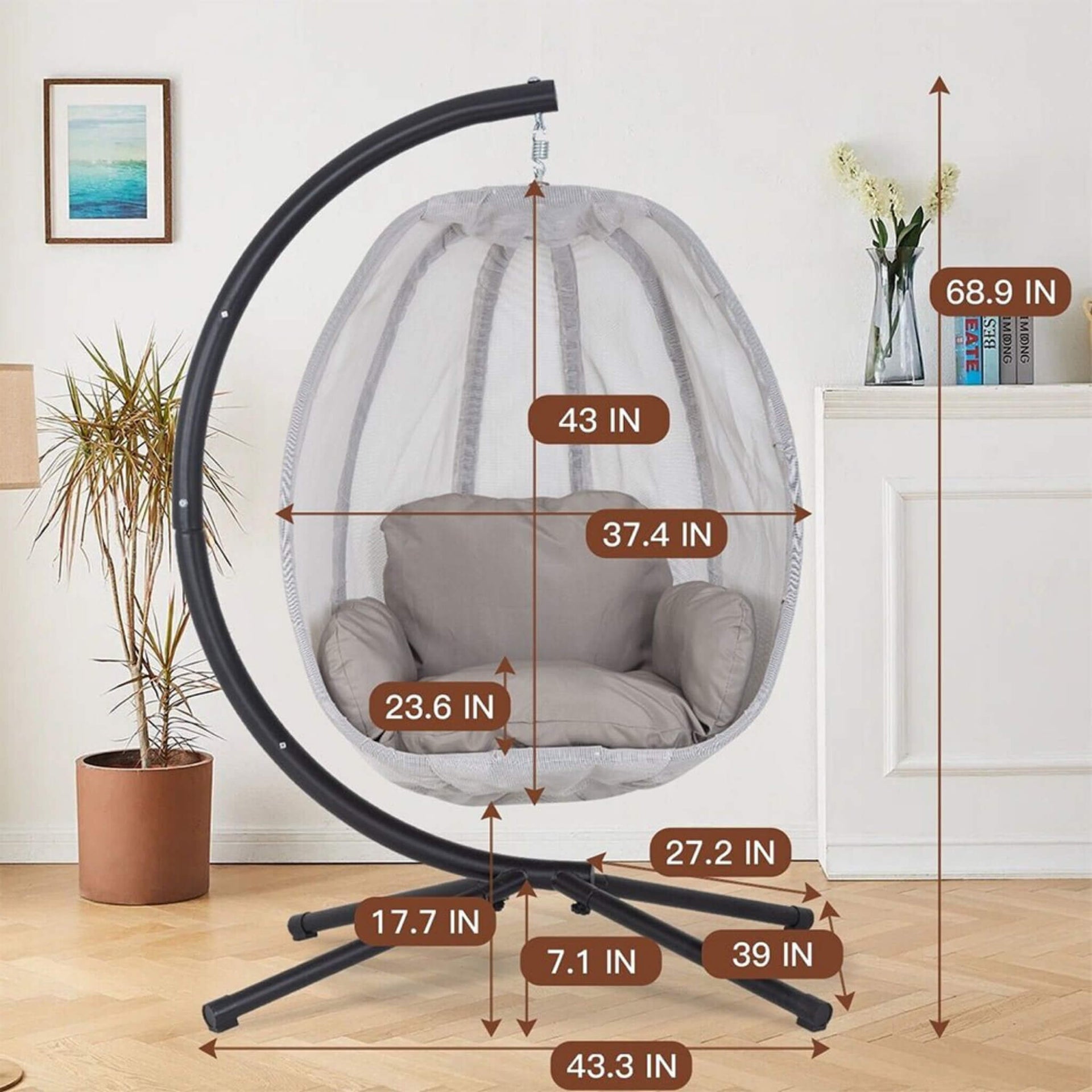 Premium 70-Inch Outdoor Hammock Egg Swing Chair With Stand (SAK42317)