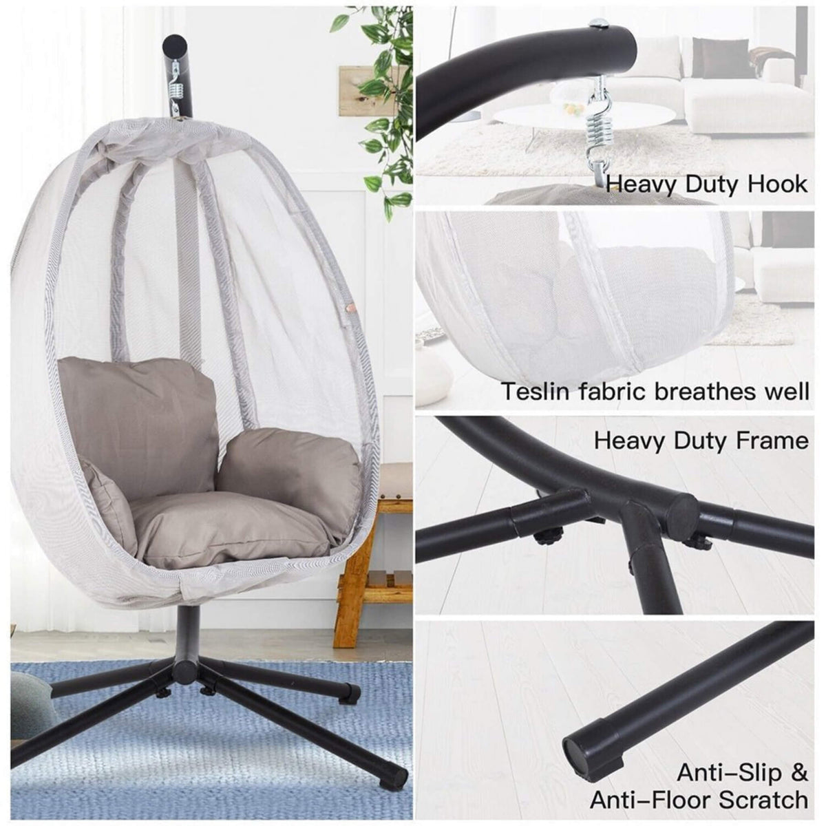 Premium 70-Inch Outdoor Hammock Egg Swing Chair With Stand (SAK42317)
