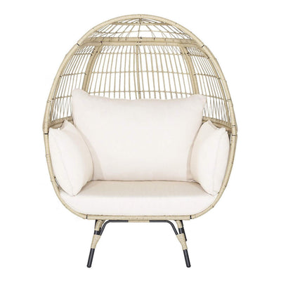 Premium 57-Inch Oversized Rattan Patio Egg Lounge Chair Basket With Cushions (SAK91684)