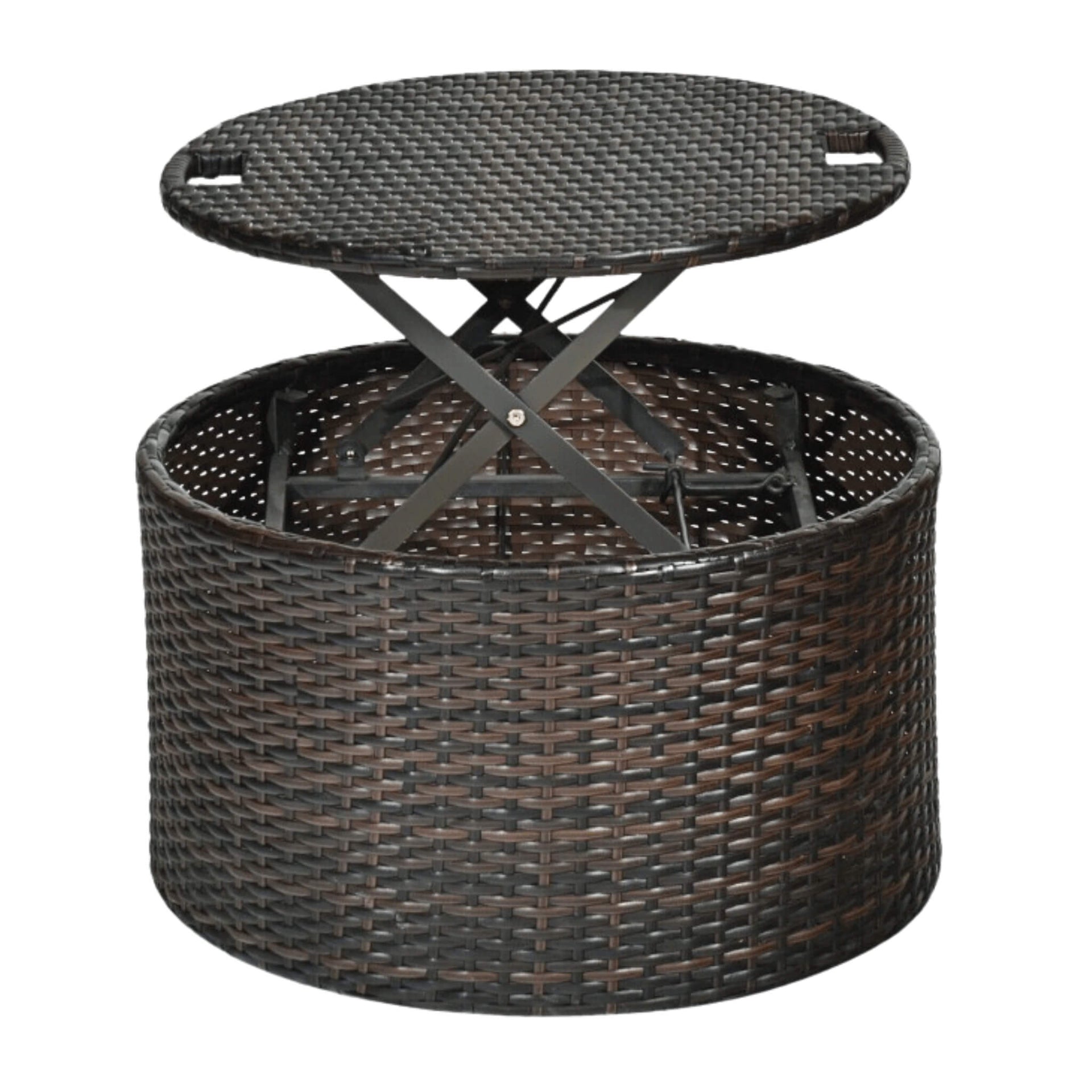 Premium 76-Inch Round Outdoor Patio Rattan Daybed W/ Canopy & Table (SAK96418)