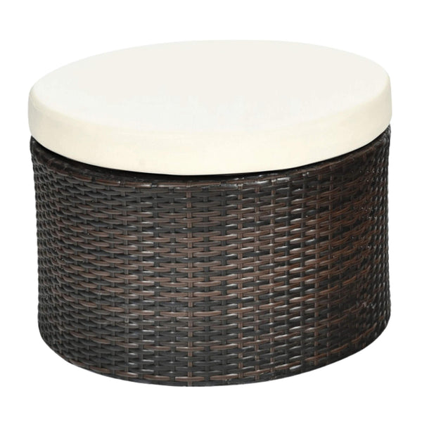 Premium 76-Inch Round Outdoor Patio Rattan Daybed W/ Canopy & Table (SAK96418)