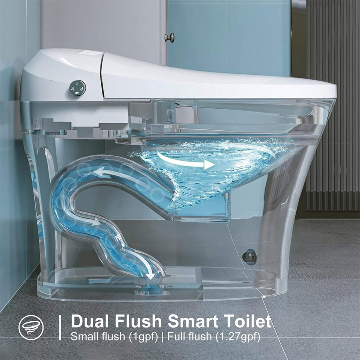 Premium Smart Heated Tankless Bidet Toilet With Dual Flush System (SAK10485)