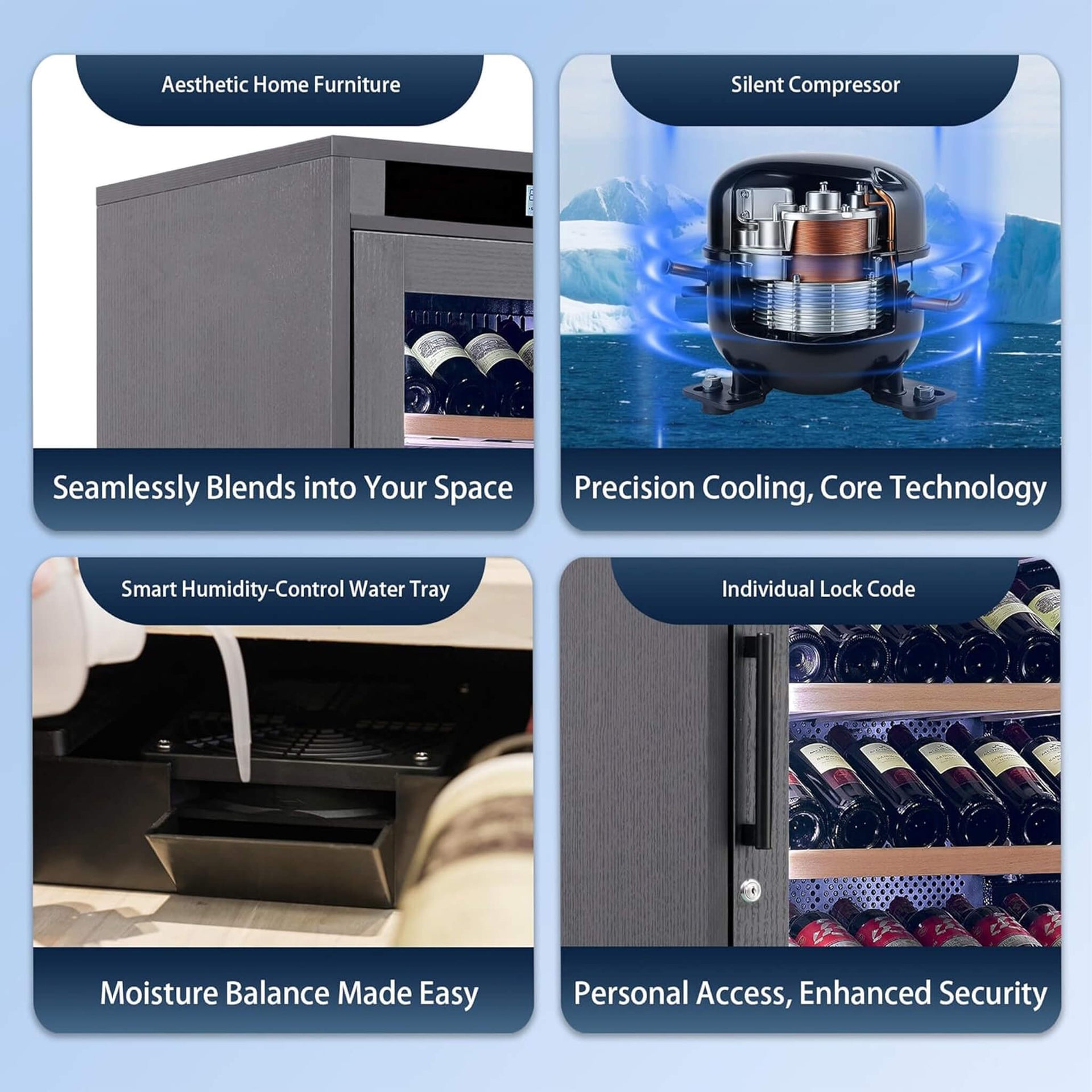 102-Bottle Smart Temperature-Controlled Multi-Tier Wine Cabinet For Home And Bar (SAK46361)