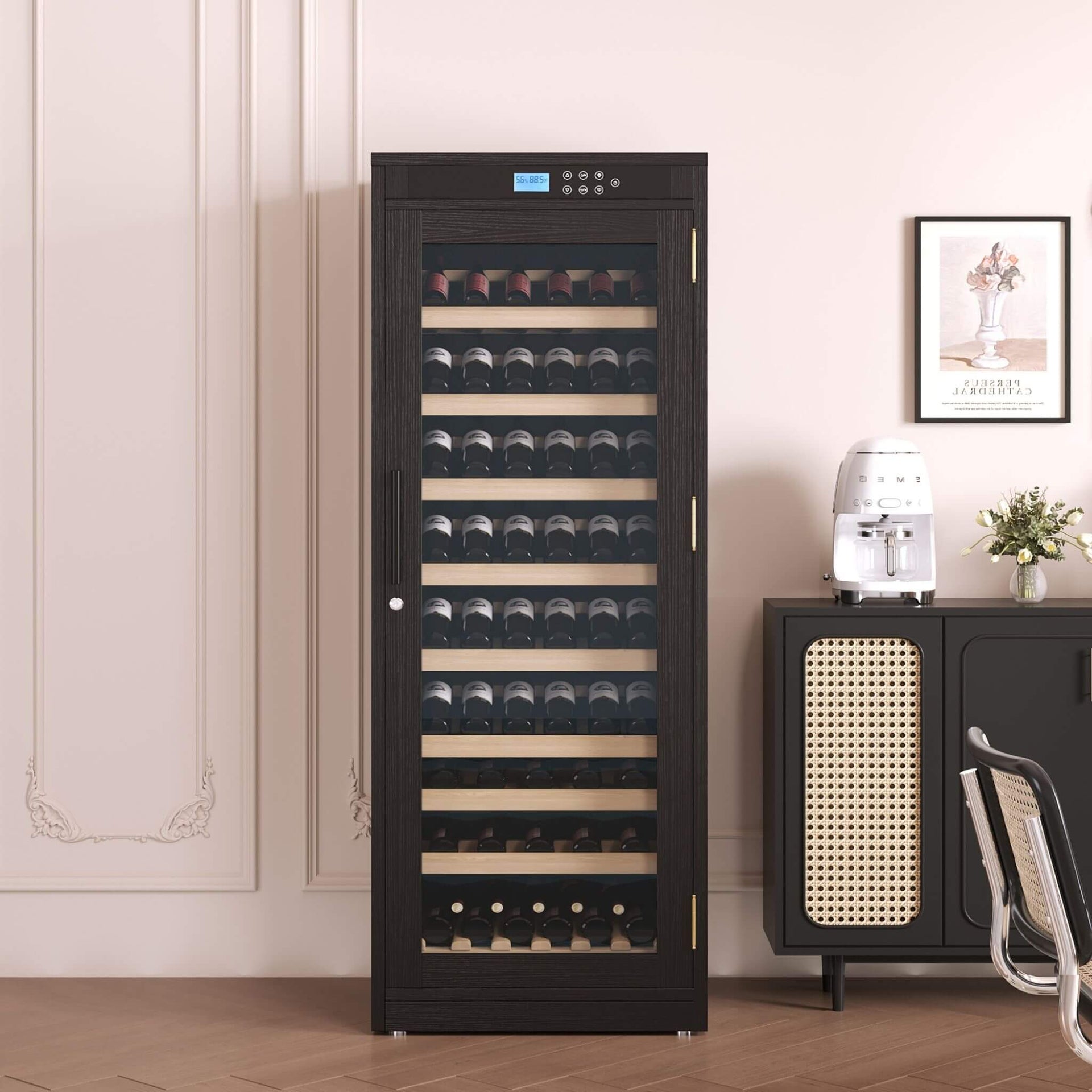 102-Bottle Smart Temperature-Controlled Multi-Tier Wine Cabinet For Home And Bar (SAK46361)