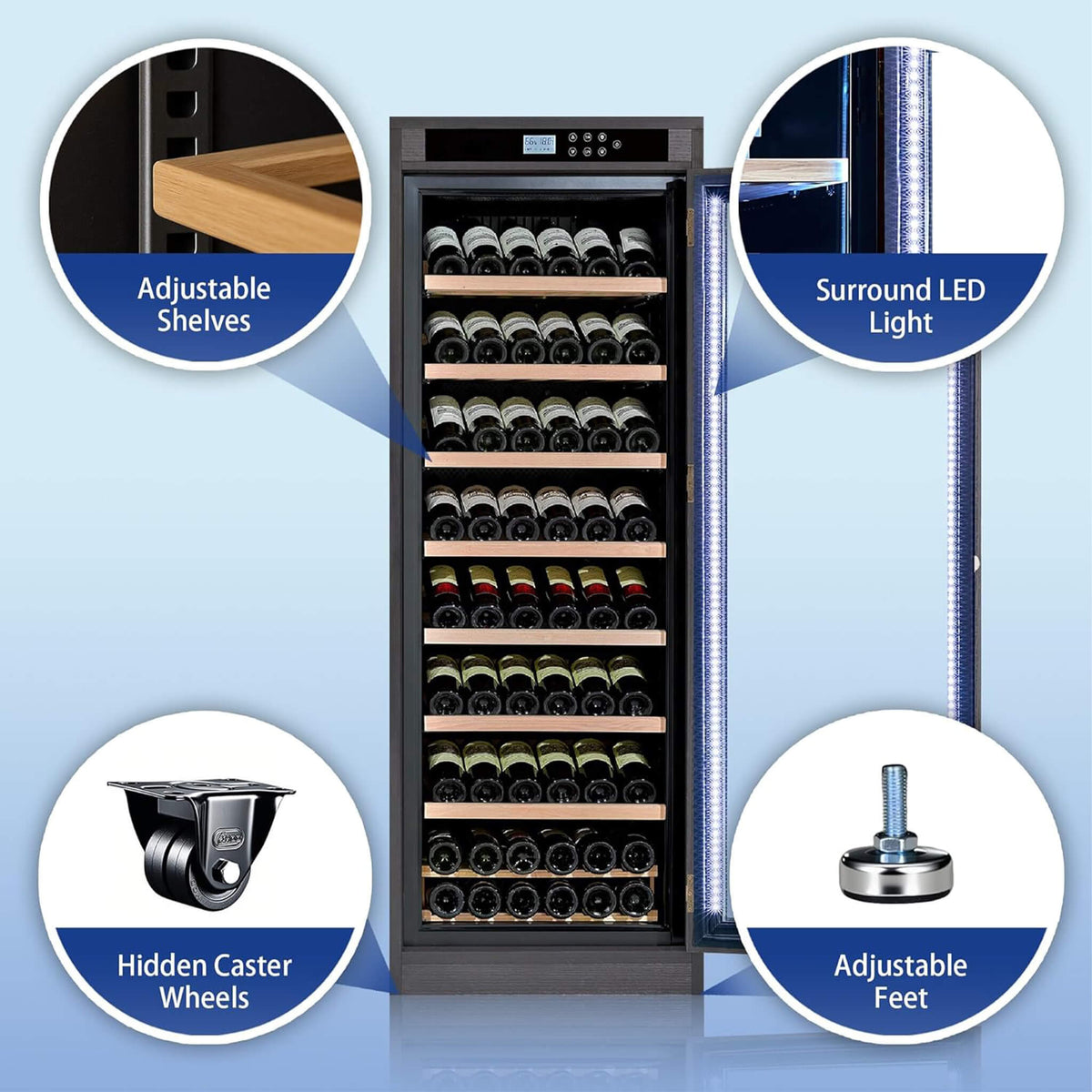 102-Bottle Smart Temperature-Controlled Multi-Tier Wine Cabinet For Home And Bar (SAK46361)