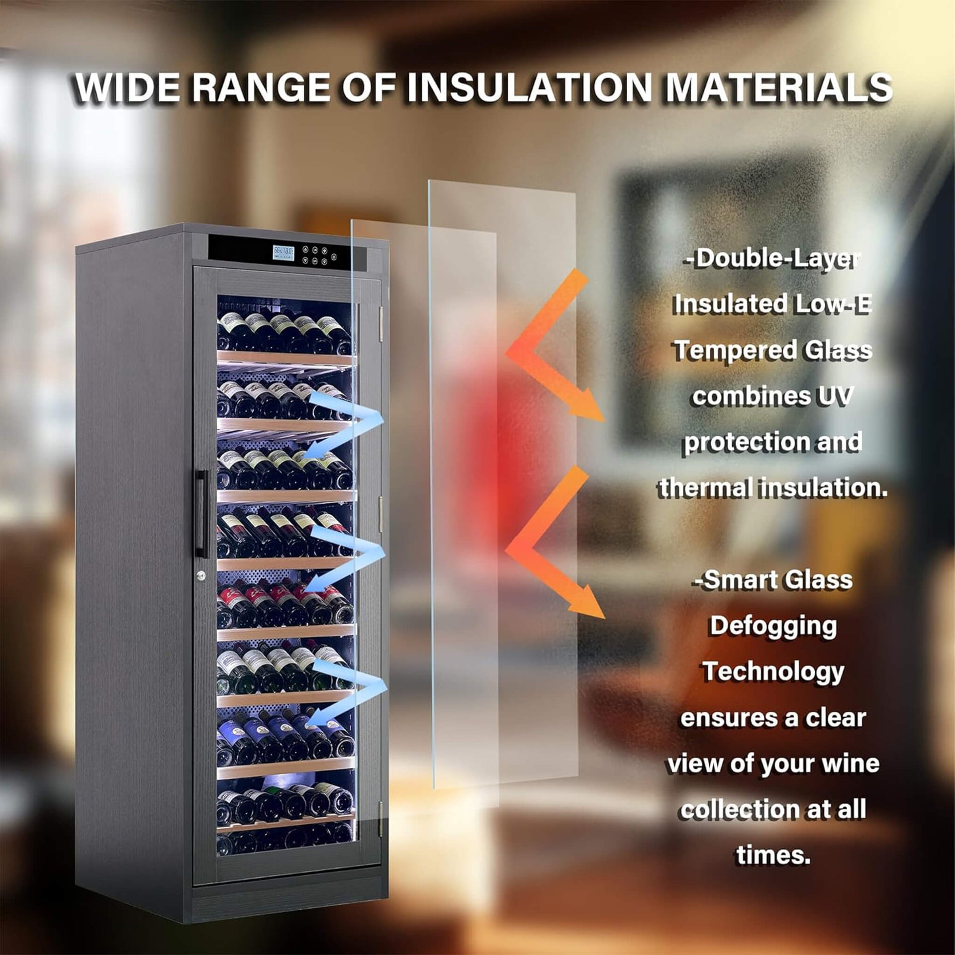 102-Bottle Smart Temperature-Controlled Multi-Tier Wine Cabinet For Home And Bar (SAK46361)