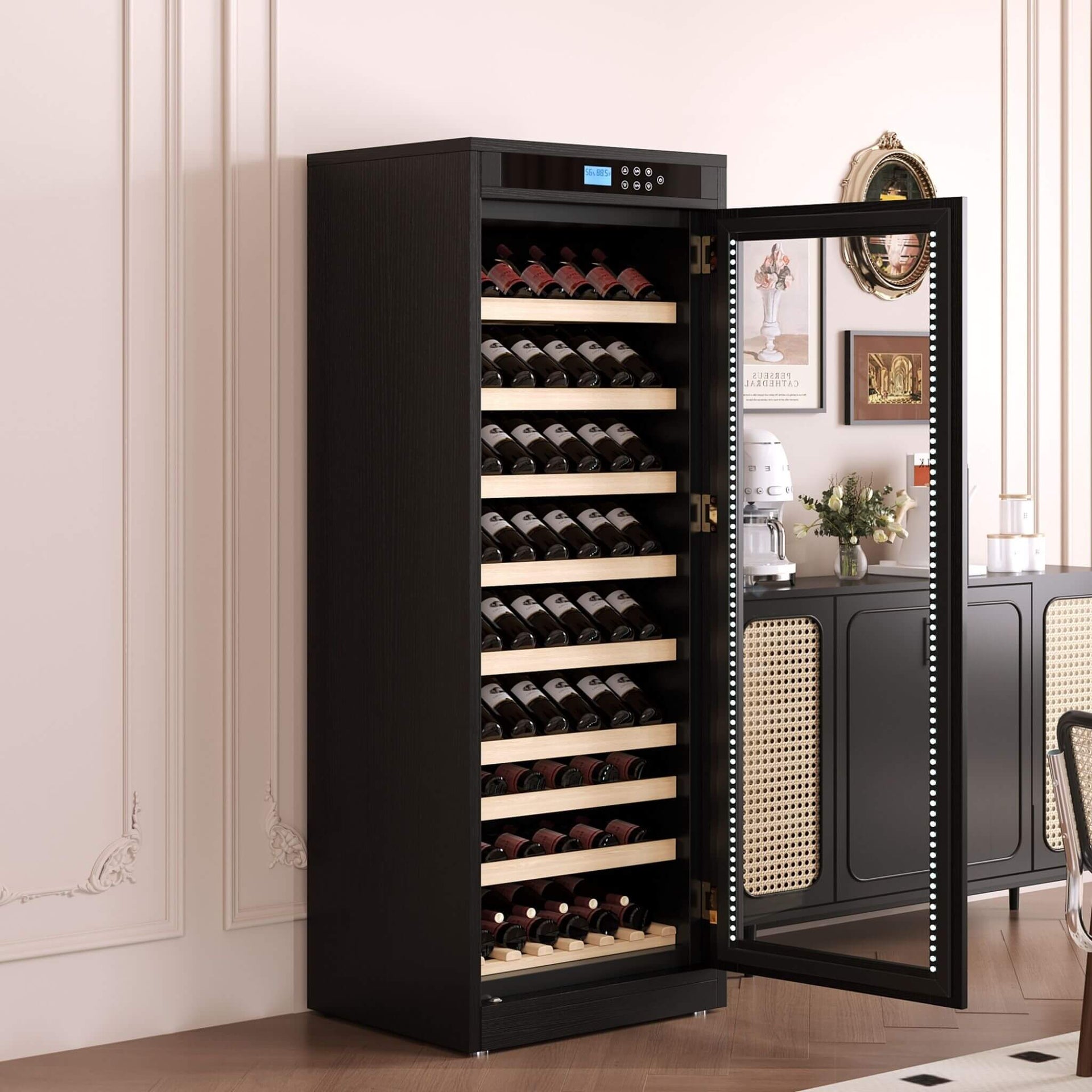 102-Bottle Smart Temperature-Controlled Multi-Tier Wine Cabinet For Home And Bar (SAK46361)