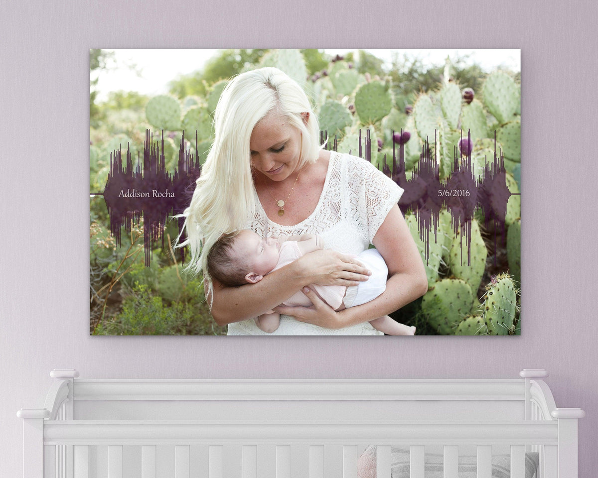 Baby's Heartbeat And Image Soundwave Canvas