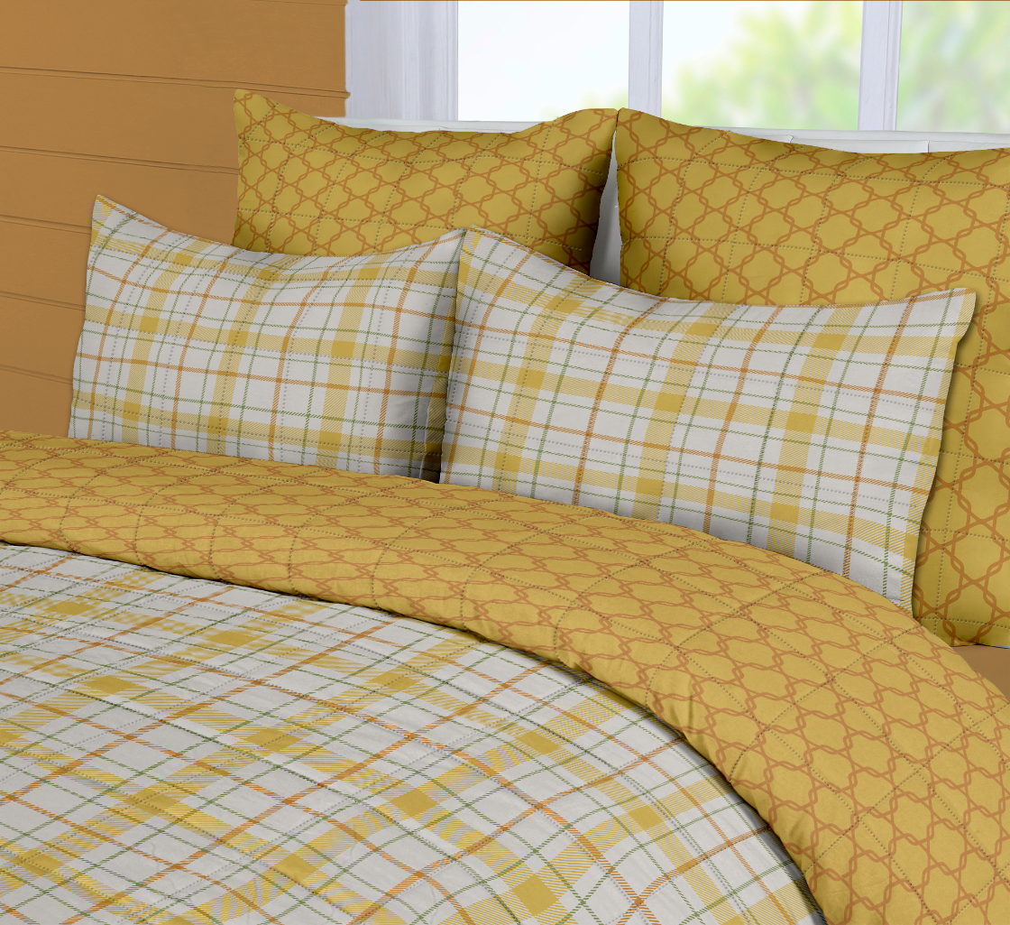 Reversible Box Quilted Comforter Set | Cotton Blend | Sprout Plaid