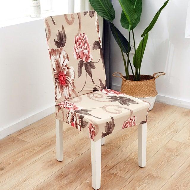 Printed Polyester Fabric Chair Cover Washable Chair Covers Seat Slipcovers Stretch Dining Seat Case For Home Stretch Removable Washable Dining Room Chair Protector Slipcovers/Home Decor Dining Room Seat Cover Multiple Styles