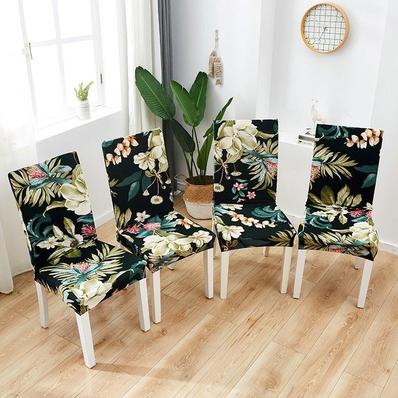 Printed Polyester Fabric Chair Cover Washable Chair Covers Seat Slipcovers Stretch Dining Seat Case For Home Stretch Removable Washable Dining Room Chair Protector Slipcovers/Home Decor Dining Room Seat Cover Multiple Styles