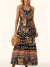 Printed Scoop Neck Dress - Black / S