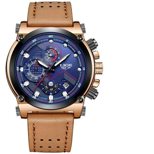 Men's Waterproof Modern Watch With Leather Belts, Stainless Steel Case Excellent Look Perfect Gift