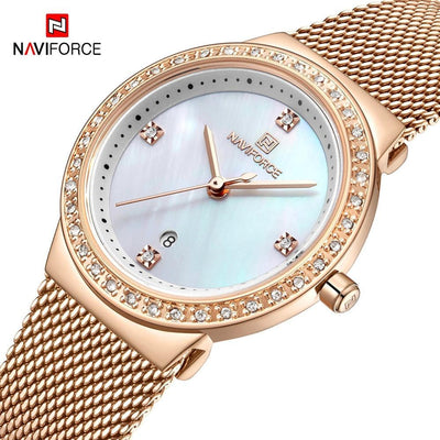 Fashion Elegant Watches   Luxury Analog Women Watch  With Date Casual Quartz  Wristwatch With Stainless Steel Mesh Band Perfect Gift