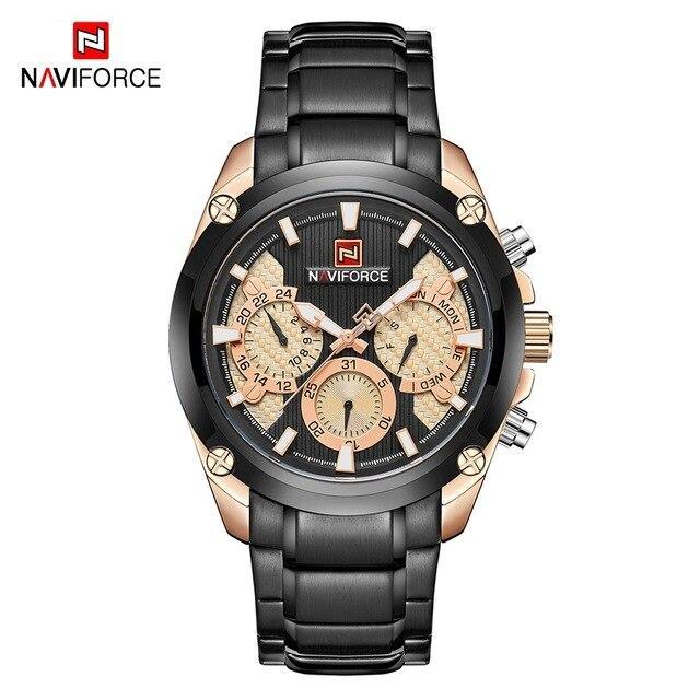 Men's  Waterproof Stainless Steel Watch With Chronometers Business Style Wristwatch Unique Design Perfect Gift
