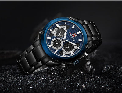 Men's  Waterproof Stainless Steel Watch With Chronometers Business Style Wristwatch Unique Design Perfect Gift