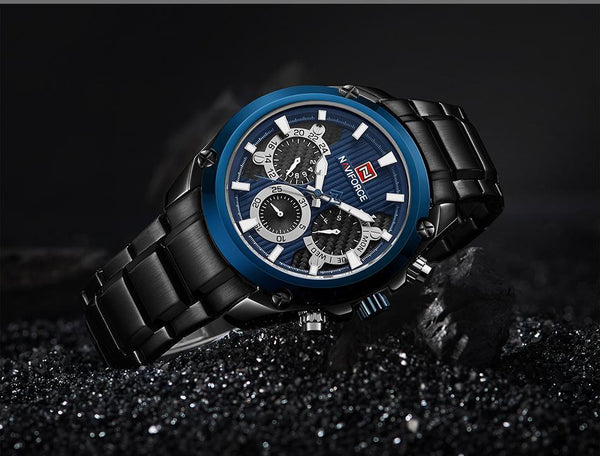 Men's  Waterproof Stainless Steel Watch With Chronometers Business Style Wristwatch Unique Design Perfect Gift