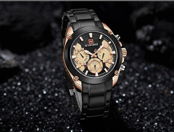 Men's  Waterproof Stainless Steel Watch With Chronometers Business Style Wristwatch Unique Design Perfect Gift