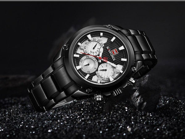 Men's  Waterproof Stainless Steel Watch With Chronometers Business Style Wristwatch Unique Design Perfect Gift