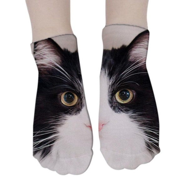 3D Printed Women Winter Christmas Socks Funny Creative Pet Cat Face Unisex Cotton Ankle Socks Children Gift Animal Lover Socks For Men And Women