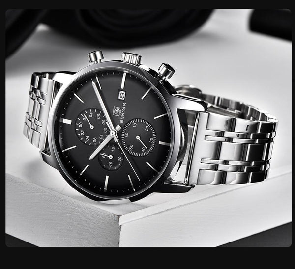 2021 New Business Men Watch Full Steel Quartz Luxury Casual Waterproof Leather Sports Male Wristwatch