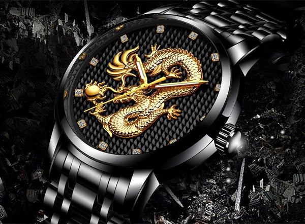 Men's Waterproof  Watch With 3D Dragon Design Excellent Look Perfect Gift For Your Man