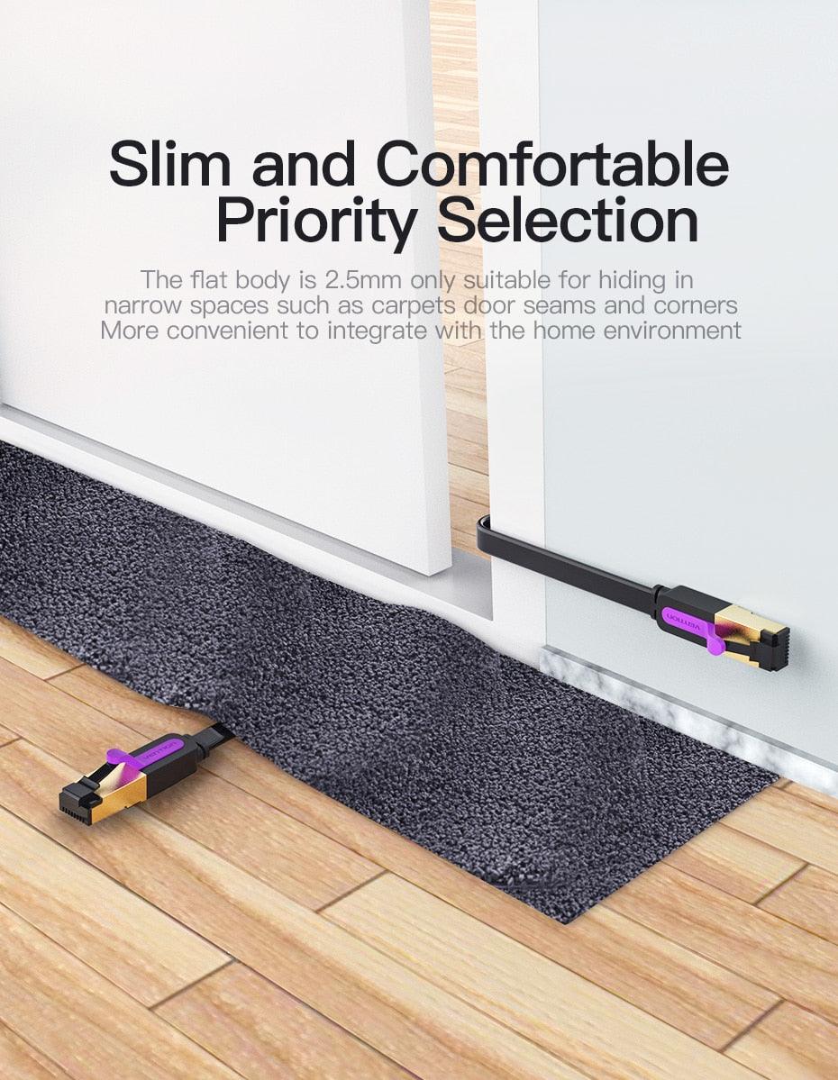 Black Gold Ethernet Cable Cat7 RJ45 Lan Cable SSTP Network Internet Fast LAN Wire Network Gold Plated Patch Cord Cable For PC Router Laptop Cable Ethernet