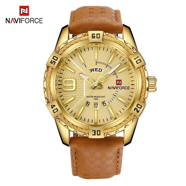 Men's Waterproof Leaghter Watch With Day, Date and Fluorescent Hands Perfect Gift For Your Man