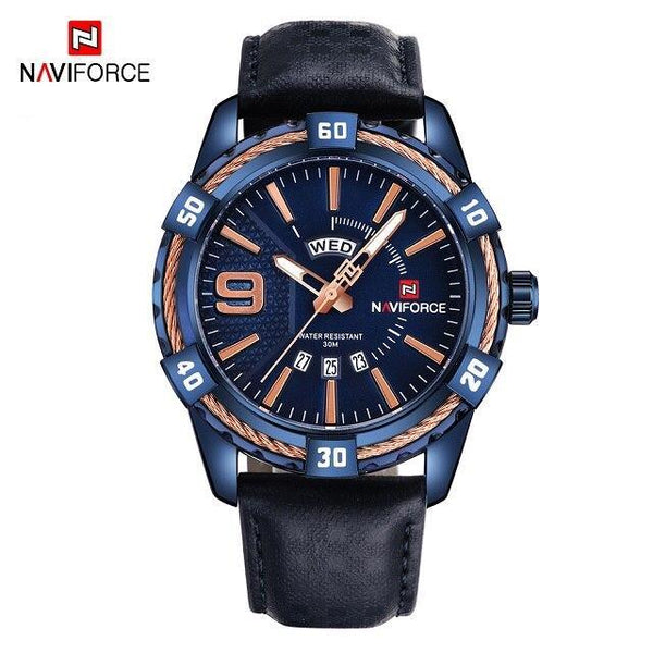 Men's Waterproof Leaghter Watch With Day, Date and Fluorescent Hands Perfect Gift For Your Man