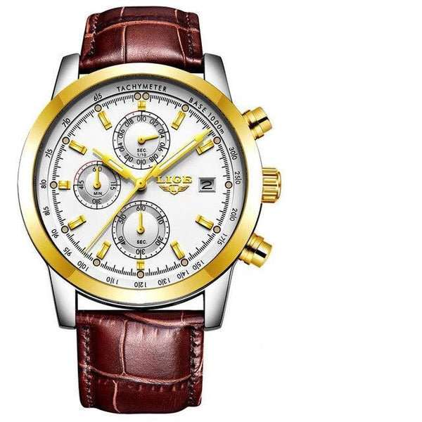 Men's  Waterproof Watch With Chronometers Date Display And Fluorescent Pointers Excellent Look Perfect Gift