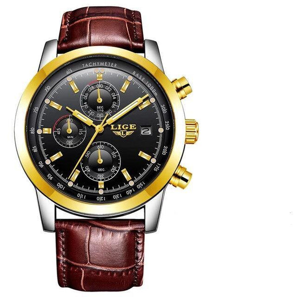 Men's  Waterproof Watch With Chronometers Date Display And Fluorescent Pointers Excellent Look Perfect Gift