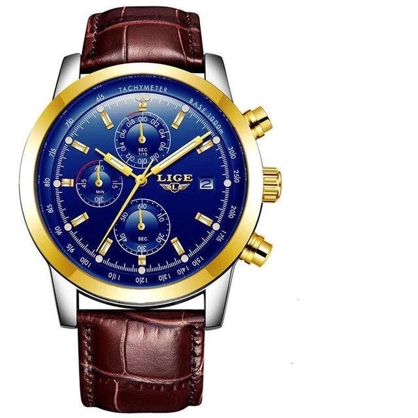 Men's  Waterproof Watch With Chronometers Date Display And Fluorescent Pointers Excellent Look Perfect Gift