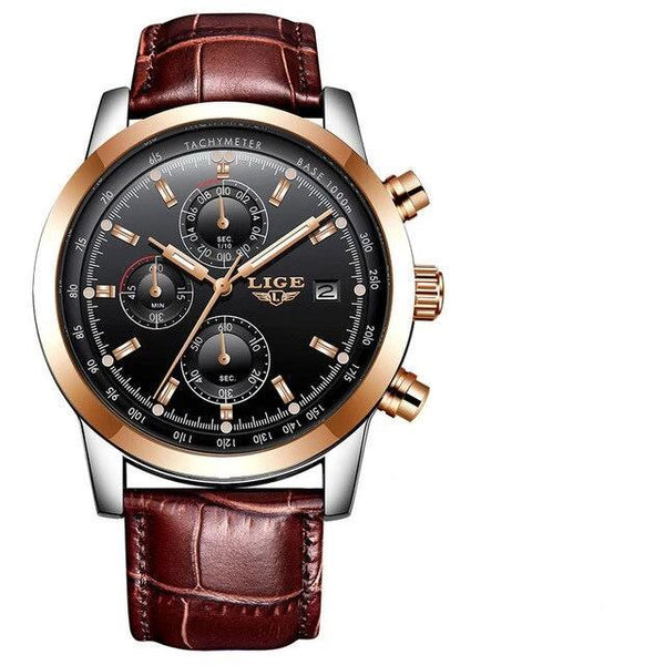 Men's  Waterproof Watch With Chronometers Date Display And Fluorescent Pointers Excellent Look Perfect Gift