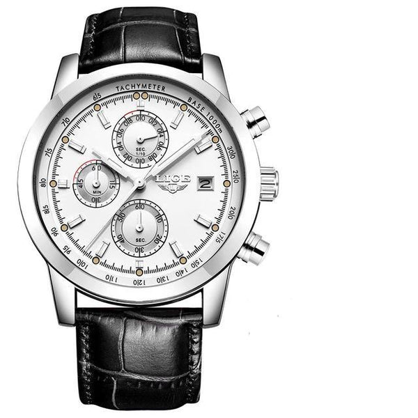 Men's  Waterproof Watch With Chronometers Date Display And Fluorescent Pointers Excellent Look Perfect Gift