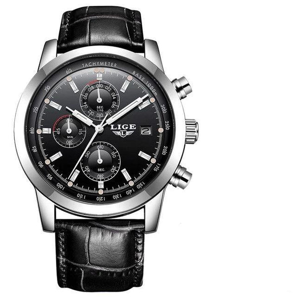 Men's  Waterproof Watch With Chronometers Date Display And Fluorescent Pointers Excellent Look Perfect Gift